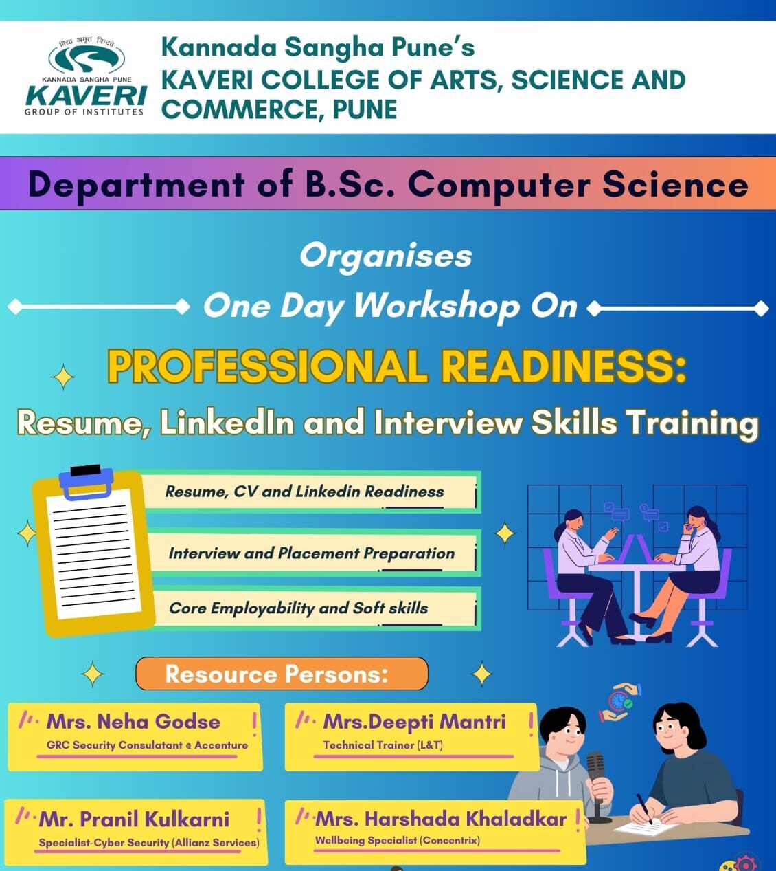 One-Day Workshop on “Professional Readiness: Resume, LinkedIn and Interview Skills Training” by the Department of B.Sc. Computer Science