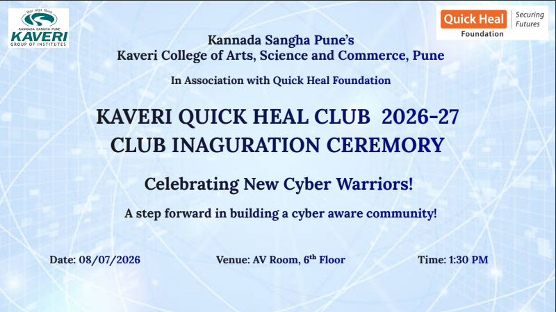Kaveri College Quick Heal Cyber Warriors Club Inauguration and Badge Distribution Ceremony