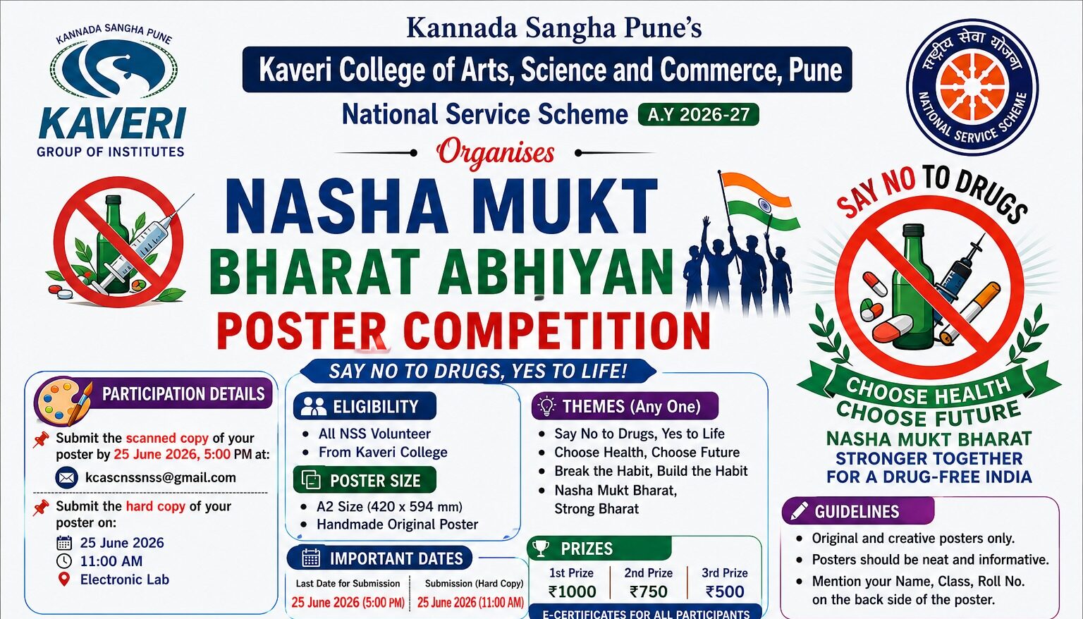 Poster Competition By NSS Unit under the Nasha Mukt Bharat Abhiyan.